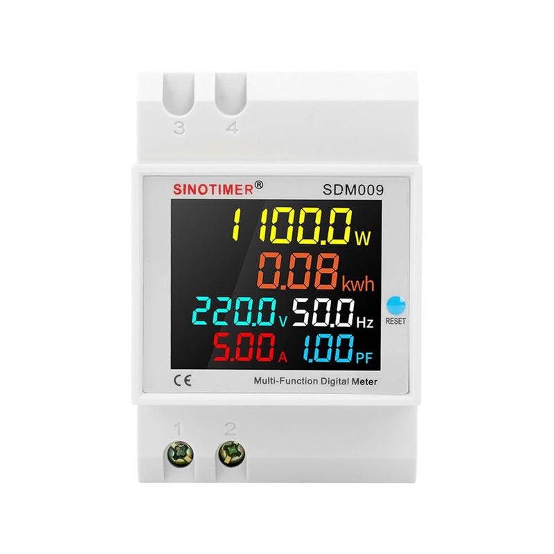 SINOTIMER 6IN1 Single Phase Energy Meter Din Rail Electricity Usage Monitor AC 40-300V 100A Voltmeter Ammeter Watt Kwh Frequency Power Meter Built-in CT 110V - Image 1